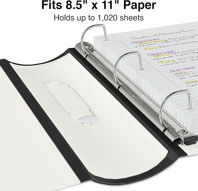 Staples Better View Binder, 4" 3‑Ring Binder, White, Reinforced Spine, High‑Capacity Binder for Home, School & Office Organization