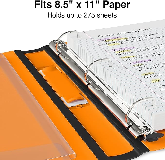 Staples Better Binder, 1" Heavy‑Duty D‑Ring 3‑Ring Binder, Orange, Reinforced Spine, 275‑Sheet Capacity, Durable Organizer for Classes, Office & Projects, 3‑Pack