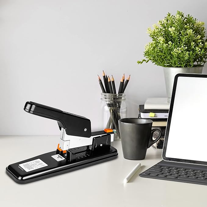 Amazon Basics Heavy-Duty Stapler, 90 Sheets High Capacity, Non-Slip, Large Office Stapler with 1000 Staples, Black