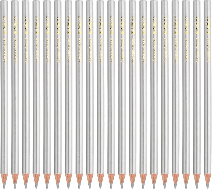 PATIKIL Silver Colored Pencils Set,20 Pcs Oil Color Pencils Wooden Coloring Drawing Pencil for Artists Art Painting