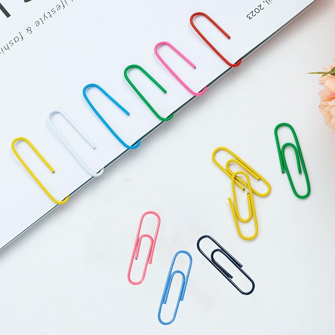 Paper Clips, 600Pcs Medium Paperclips for Office School & Personal Use, Daily DIY, 1-2/7" Colored Heavy Duty Ideal for Bookmark