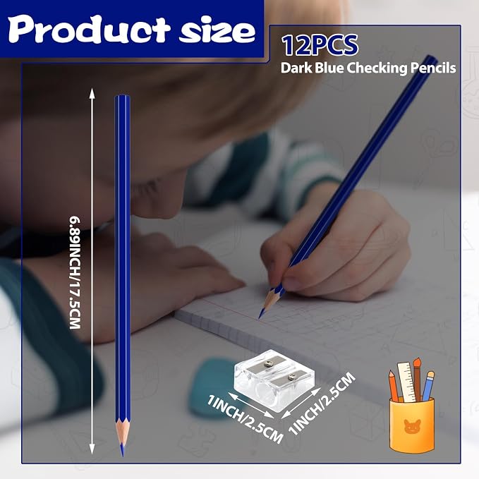 12 Pack Dark Blue Colored Pencils for Kids, Pre-sharpened Art Pencils Back to School Supplies Set, Drawing Sketching Pencils for Students, Teachers, Classroom