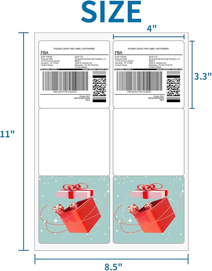 [2000 Sheets 12000 Labels] Shipping Labels 3 1/3"x4" Printable White 6 up Labels for Laser/Inkjet Printers, Mailing FBA Address Label Sticker Paper - Permanent Adhesive Label Blank