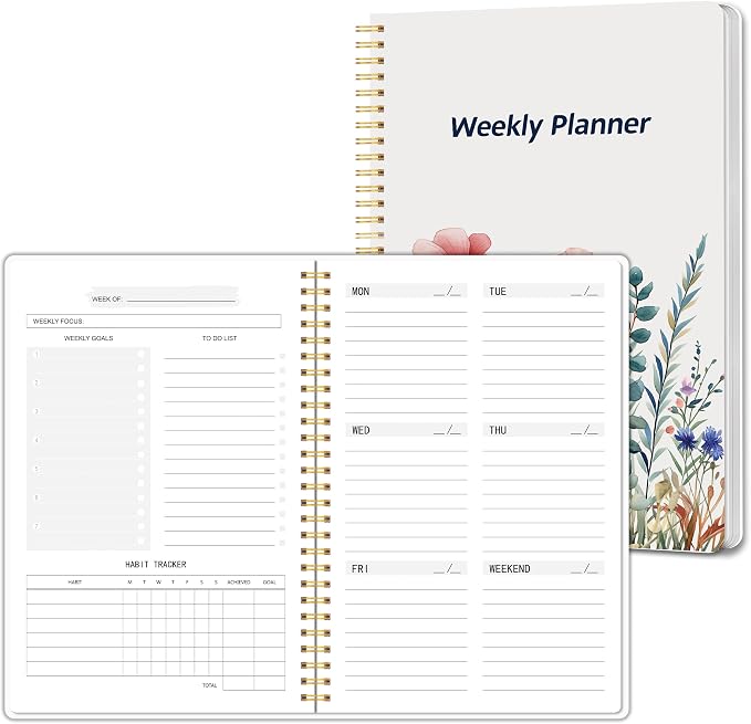 TREES Undated Weekly Planner, Weekly To-Do List, Goal and Habit Tracker | 5.8" x 8" Spiral-Bound Organizer for Weekly Goals, Tasks and Habits, Designed for Work, School and Everyday Planning