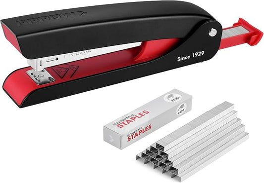 Arrow Full-Strip Stapler with Staples, 25 Sheets Capacity, Stapler with 2520 Count 26/6 Staples, Built-in Storage, Open for Tacking, Non-Slip, for Daily Office Use, School and Home Organization