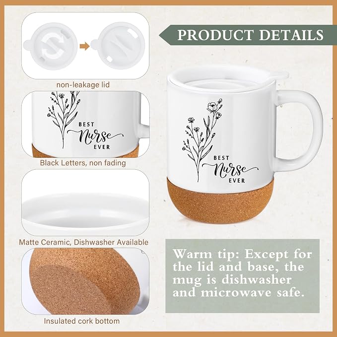 Sayglossy 4 Pcs Nurse Gifts Set for Women Men Nicu Practitioner School Nurses PU Leather Notebook Coffee Mug Scented Candle Ballpoint Pen for CNA RN Gifts Nurse Retirement Birthday Teacher Coworker
