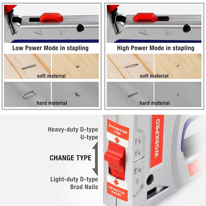 WORKPRO Heavy-Duty 4-in-1 Staple Gun Kit | Manual Brad Nailer, 3000 Staples & 1000 Brad Nails Included, For Upholstery, Material Repair, Decoration