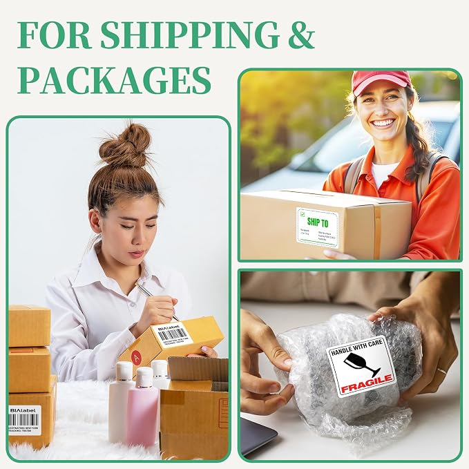 3000 Labels 6-Up 3-1/3" x 4'' Shipping Address Barcode Labels for Laser & Inkjet Printers, 500 Sheets, White, Permanent Adhesive, BIAlabel