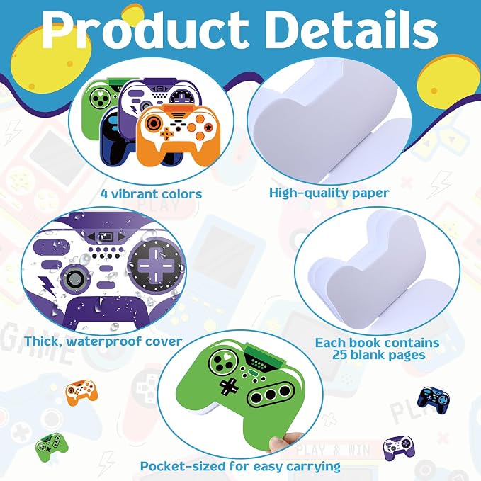 Maitys 24 Pcs Game Controller Shaped Notepads Bulk Mini Pocket Gaming Notebook Novelty Memo Pads for Journaling Office Supplies Party Favors