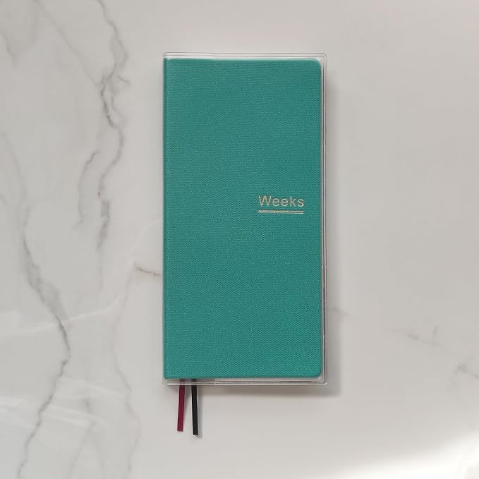 Undated Weekly Planner Notebook Pocket Organizer Appointment Book Journal Notebook A6 Week Plan Notepad (Green with cover)