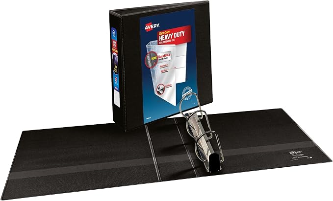 Avery Heavy-Duty View 3 Ring Binder, 3" One Touch Slant Rings, Holds 8.5" x 11" Paper, 1 Black Binder (05600)