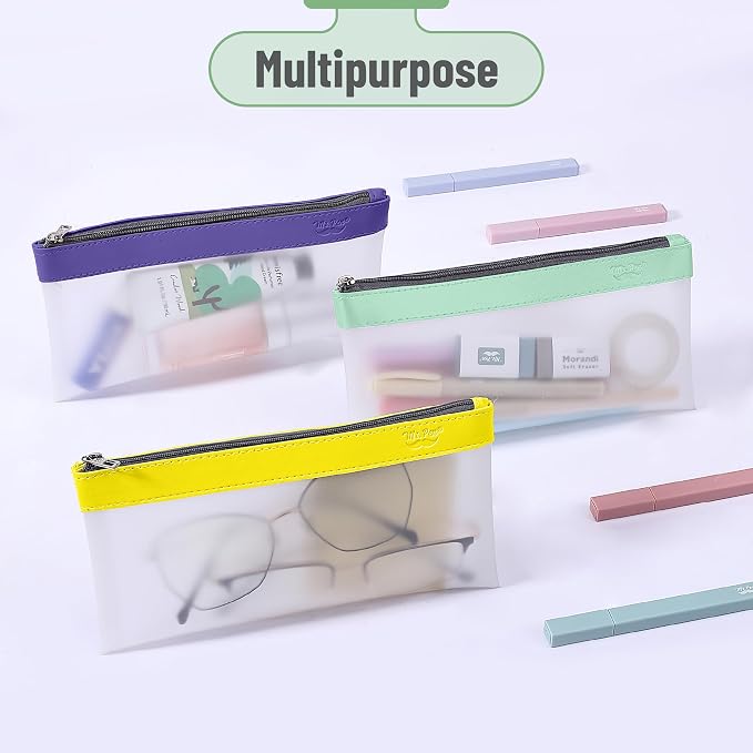 Mr. Pen- Clear Pencil Pouch, 8.50"x4.25", 6 Pack, Durable TPU Material | Medium Water-Resistant Pencil Bags with Smooth Zipper, Multipurpose Clear Pouch for Stationery, School, Office