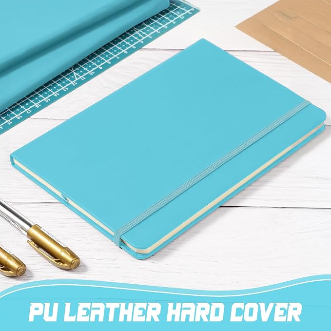 Honoson 20 Pack A5 Lined Journal Notebooks Hardcover Executive Notebook 5.5" x 8.3" PU Leather Wide Ruled Journals Bulk 160 Pages for Back to School Supplies Office Business Home (Emerald Blue)