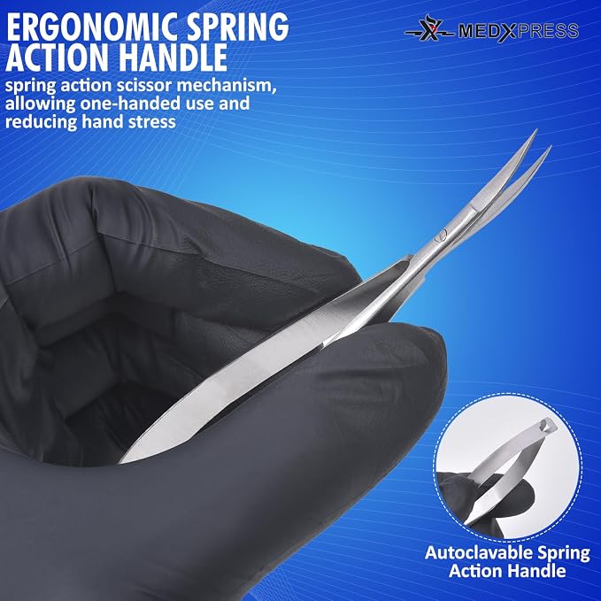 Micro Scissors 4.5" Curved Stainless Steel Embroidery Scissors Extra Sharp Applique Scissor Stitch Cutting for Eyebrow Trimming scissor for Grooming Sewing Arts & Craft Spring scissor.