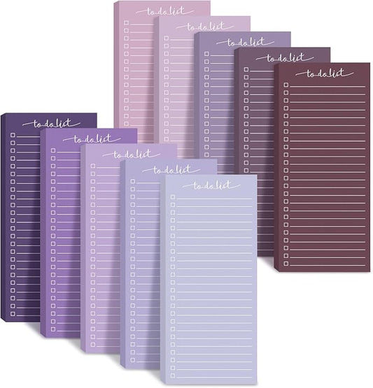 Censen 10 Pack 500 Sheets to Do List Notes Daily Checklist Notepad with 50 Sheets Undated Memo Pad Color Block Shopping List Weekly Plan Notepad Organizer Planners(Gradient Purple,Lined)