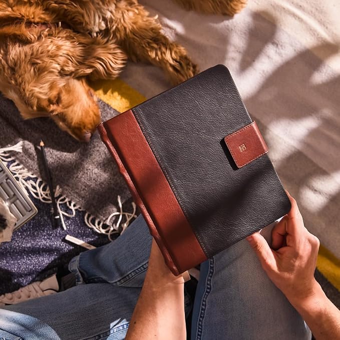 Leatherpress Luxury Leather Sketchbook, Hardcover Drawing Notebook | Pen Loop/Magnetic Closure, Acid Free 150gsm Thick Paper, Full-Grain Leather Artisan Collection (9.3” x 7.8” x .9”)