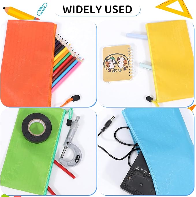 YOPCDJ 36pcs Pencil Pouch Bulk,Zipper Pouches,Waterproof Pencil Bags, Small Organizing Bags in 12 Colors for Classroom,Office Supplies Storage and Travel Accessories