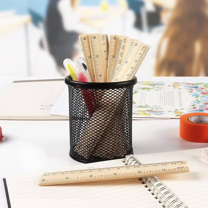 ZZTX 3 Pack Wooden Ruler 6 Inch（15 cm) | 2-in-1 scale design, Durable material, Double level design