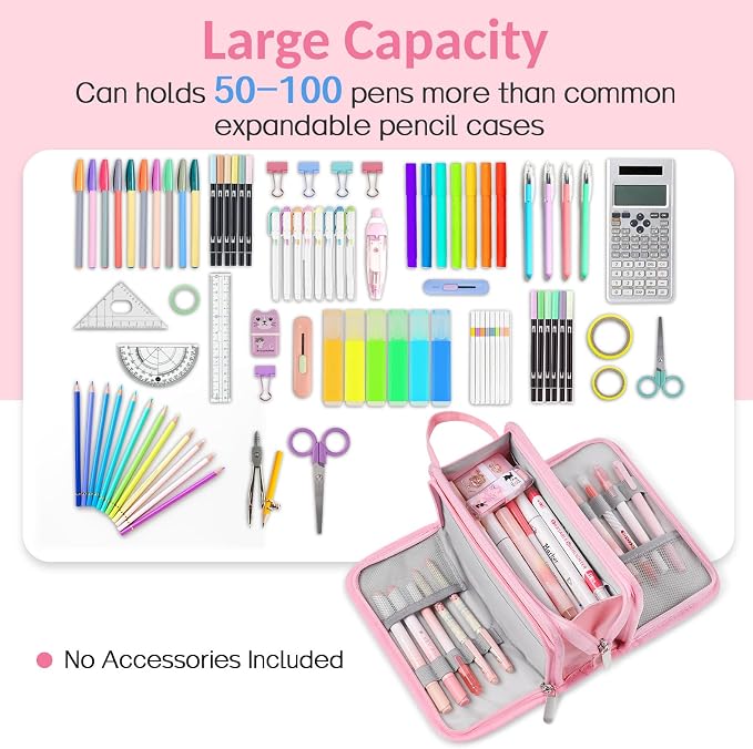 Sooez Large Pencil Case, Big Capacity Pencil Pouch Pen Bag with 3 Compartment, Portable Canvas Stationery Organizer with Zipper, Cute Aesthetic School Supplies for Teen Girls College, Black with Plaid