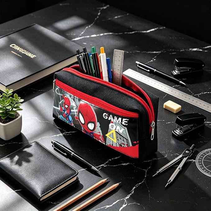 ACZHHZC Cute Spider Anime Pencil Case, Funny Cartoon Pen Pouch, Sturdy Zipper Portable Kawaii Stationery Organizer Bag for Men and Women (sp)