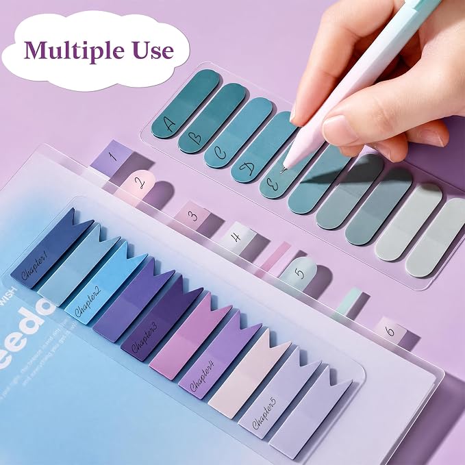 Temiary 2600 Pcs Transparent Sticky Index Tabs for Annotating, Colorful Books Tabs Clear Flags Strip Notes Tabs, Translucent Writable and Repositionable Page Markers for Bible Study Notebooks (Pastel)