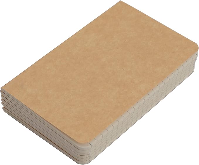TWONE Pocket Notebook, 6 Pack Softcover Mini Notebooks 3.5" x 5.5" Kraft Brown Notebook Small Memo Notepad for Men Women Kids Traveler Author, 30 Sheets,60 Lined Pages