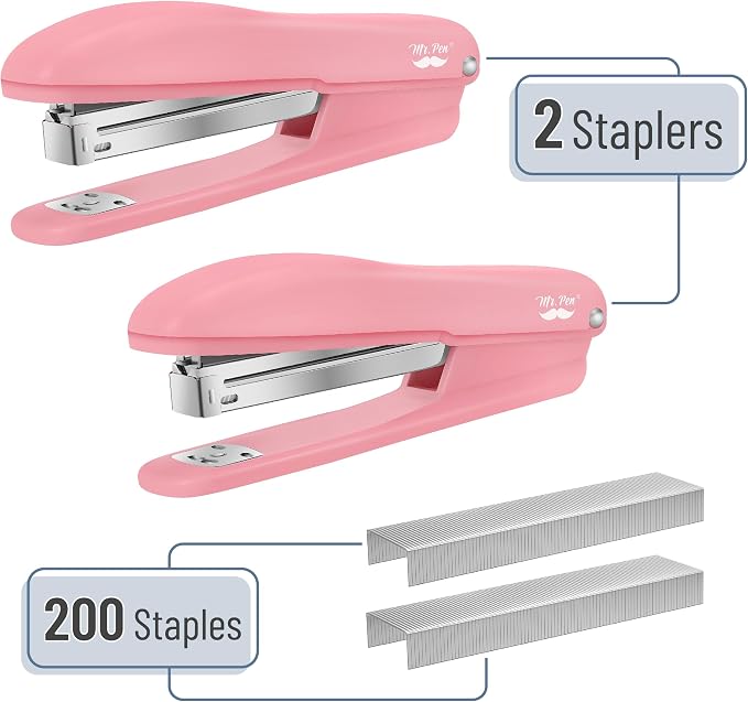 Mr. Pen- Office Stapler with Staples, 2 Pack, 200 Staples 1/4" | 20 Sheet Capacity, Desktop Stapler for Students, Office Supplies, Ergonomic Design for Comfortable Use, Jam-Free