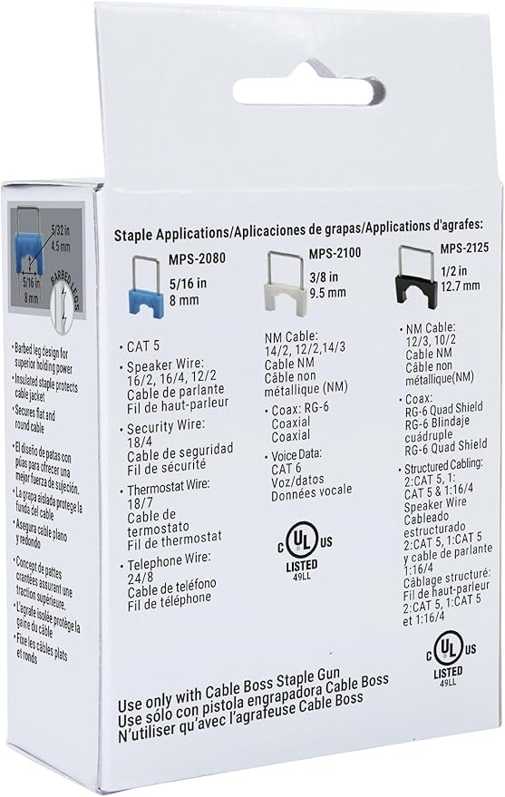 Gardner Bender MPS-2080 Small Wire and Cable Ins Staple 5/16 Per Pack-461166, 250 Pack, Blue