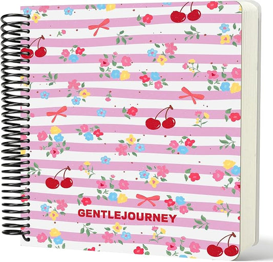 Hardcover Sketchbook,7.2"x8.3"Spiral Bound Drawing Pad, Bow&Cherry Floral | 150gsm(92lb)Acid-Free Thick Paper,Blank Art Journal for Adults,Artists&Beginners,Ideal for Sketching,Doodling and Mixed Media