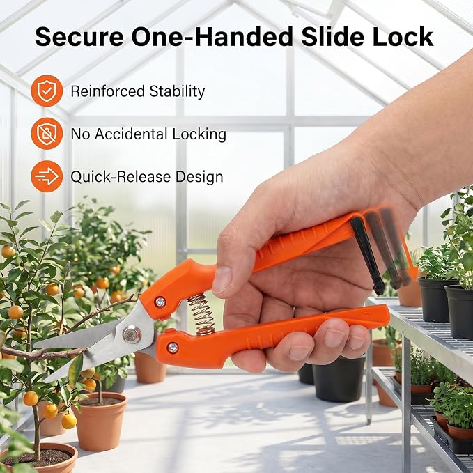 Pruning Shears for Gardening, 7.3" Plant Shears with SK5 High Carbon Steel Blades, 90g Ultra Lightweight Garden Tools for Roses, Hydrangeas & Bonsai, Easy-to-Use Sharp Bypass Pruners for Seniors