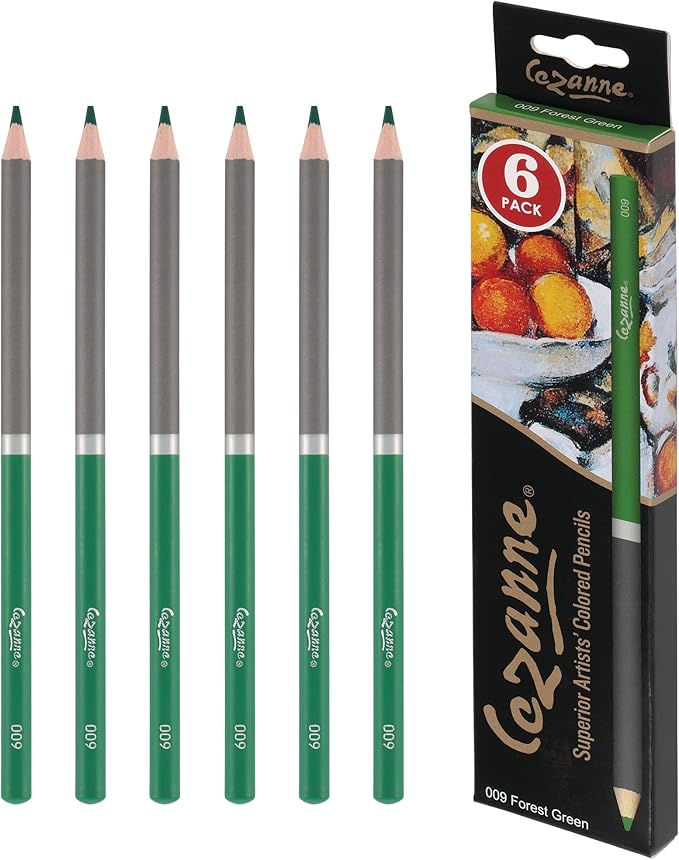 Cezanne Creative Mark Premium Colored Pencils Forest Green 6 Pack - Highly-Pigmented Drawing Pencils - Coloring Pencils for Drawing, Blending, Coloring, and More