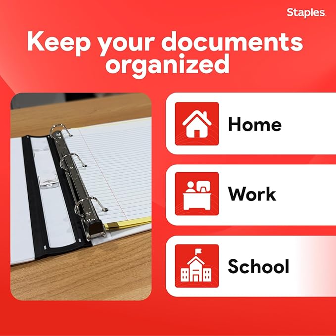 Staples Heavy-Duty 1-Inch D-Ring Binder, White – Large View 3-Ring Binder, Holds Up to 275 Sheets for School & Office