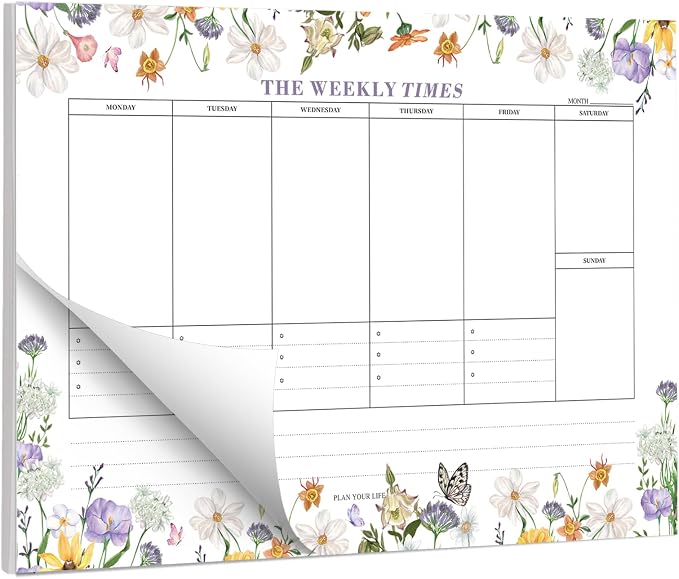 60 Sheets Weekly Pad, Tear Off Weekly Planner Notepad with Daily Schedule Weekly to Do List Notepad(7x10”)