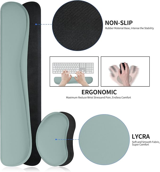 Desk Pad Mat Set,3-in-1 Large Mouse Pads with Wrist Rest and Keyboard Pad, Desk Mats for Keyboards and Mouses, Ergonomic Keyboard and Mouse Mat Set for Office Home Decor(Blue, 35.4" x 16.9")
