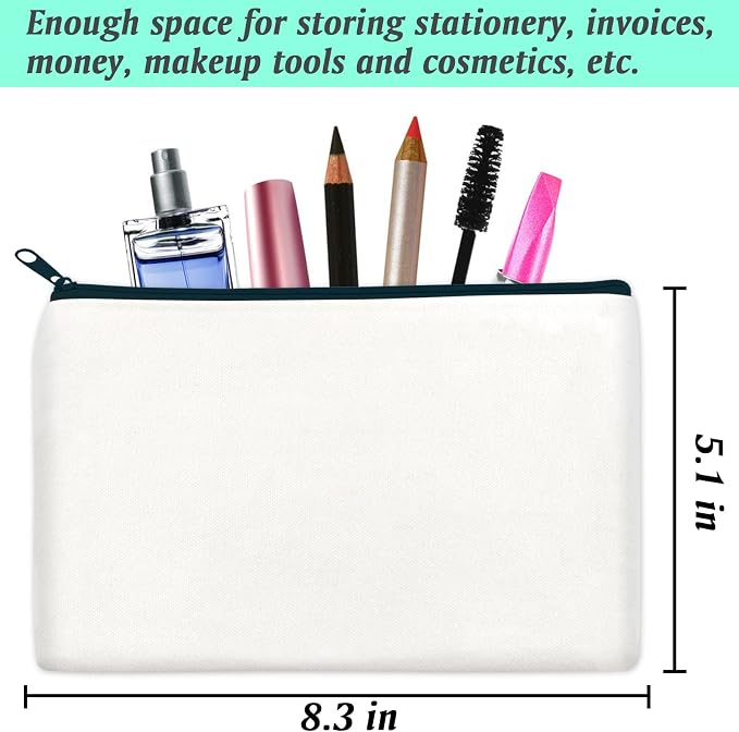 ZeeDix Canvas Zipper Pouch Bulk – 8.3 x 5 Inches Cotton Canvas Pouches with Zipper, Canvas Pencil Pouch, Makeup Bags Bulk for Travel Cosmetic Toiletry, Multipurpose Zipper Pouch for DIY Craft Storage