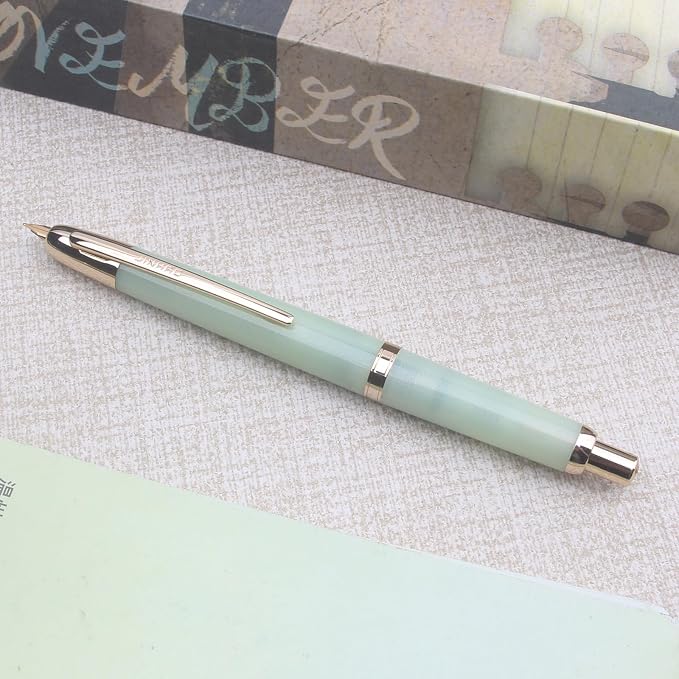 JINHAO 20 Celestial Jade Gold Clip Resin Press Fountain Pen EF Ink Pen With Converter Stationery School Supplies