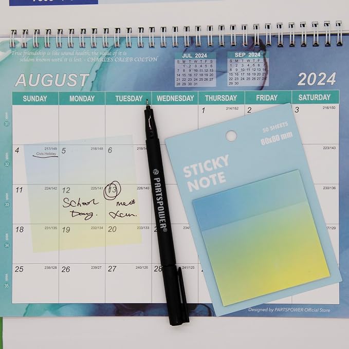 Gradient Transparent Sticky Notes, 8x8 cm See Through Notes for Annotating Bible Journaling Office Supplies, 50 Sheets/Pad, 4 Pads