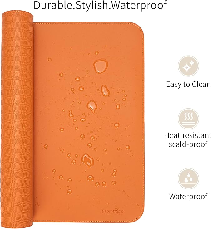 Large Desk Pad Non-Slip Desk Mat Protector for Keyboard Mouse Waterproof Vegan Leather Surface Faux Leather Laptop Mat Smooth Mouse Pad Premium Gift Tube Sunset Orange 39" X 17"
