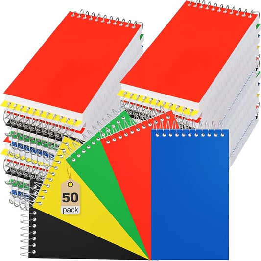 Leelosp 50 Pcs Small Spiral Notebooks 3 x 5 Inch, Pocket Memo Notepads with 75 Sheets Each, Mini Top Spiral Pads for Back to School Supplies Notes, Office Team, Nurses, Care Packages (Neon)