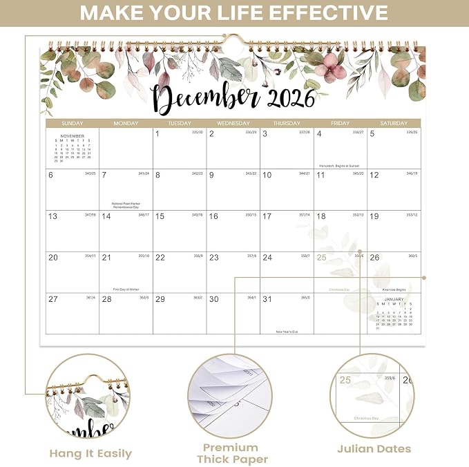 Calendar 2026-2027 - Wall Calendar 2026-2027, 18 Month from Jul. 2026 to Dec. 2027, 14.8'' x 11.5'', 2026 Monthly Planner with Ample Blocks for Writing
