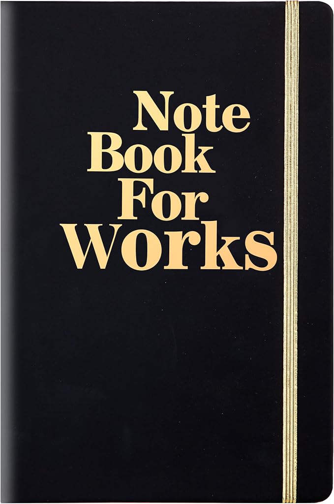MINICAGIE Lined Journal Notebook for Men and Women, 256 Pages Black Journals for Writing, Hardcover A5 Journaling Notebooks Daily Work Travel Office Journal(5.7'' X 8.5'' Black Gold)