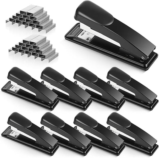 9 Pcs Desktop Stapler Bulk, Metal Desktop Staplers with 6000 Staples Heavy Duty Desk Staplers with 25 Sheet Capacity Office Stapler for Desk Tacking Office Supplies