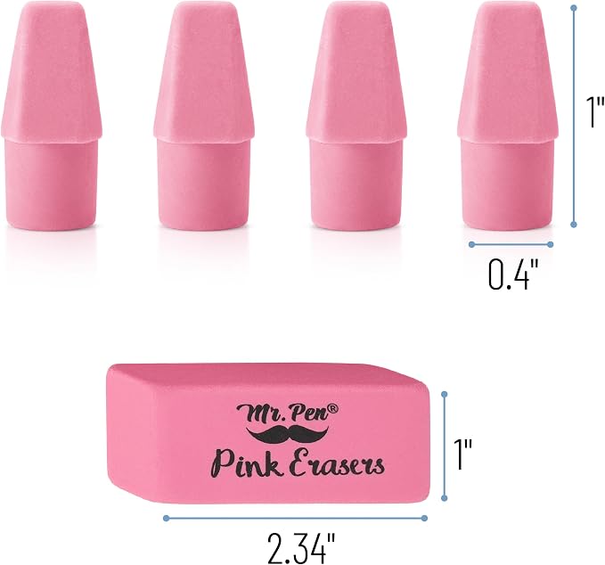 Mr. Pen- School Eraser Combination Set, 66 Pack, Pink | Latex Free Erasers for School, Office, Art Sketching, Homework, Exams, Clean Smudge-Free Correction