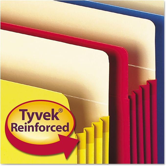 Smead File Pocket, Straight-Cut Tab, 3-1/2" Expansion, Letter Size, Assorted Colors, 5 per Pack (73892)