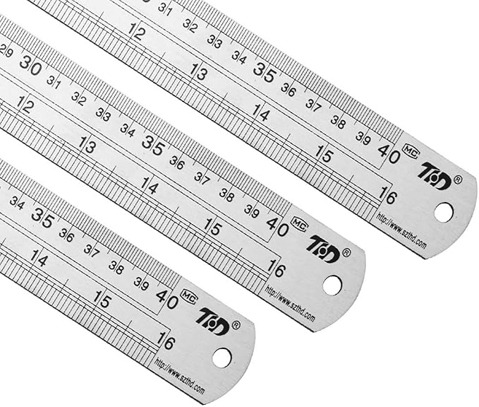 ZZTX Metal Ruler 16 Inches Stainless Steel 1 Pack | Rust-proof, Straight edge, Precise markings, Clear read
