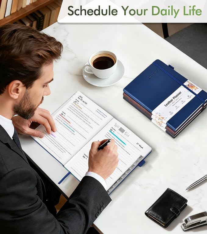 Planner 2026-2027, Academic Weekly and Monthly Calendar Planner from July 2026 - June 2027, Hardcover Leather Daily Agenda Book with Tabs, College School Organizer for Student Teacher, A5 (5.75" x 8.38"), Navy