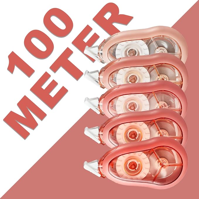 White Correction Tape, 5 Pack, 65.62 Feet Correction Tape for School and Office, School & Office Supplies, (Pink)