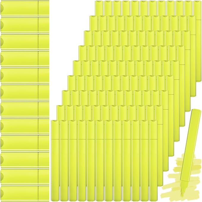 Marspark 120 Pcs Highlighters Bulk Chisel Tip Aesthetic Bright Yellow Colors No Bleed Marker Pens for Journal Planner Notes Study Office Supplies (Bright Yellow Colors)