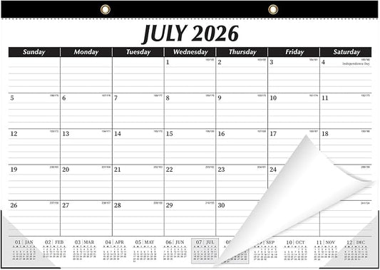 ZTX Desk Calendar 2026-2027, 18 Months Calendar Runs from July 2026 to December 2027, 17" x 12" Large Calendars 2026-2027 Monthly Planner with Plastic Cover for Teacher Home Desk Top