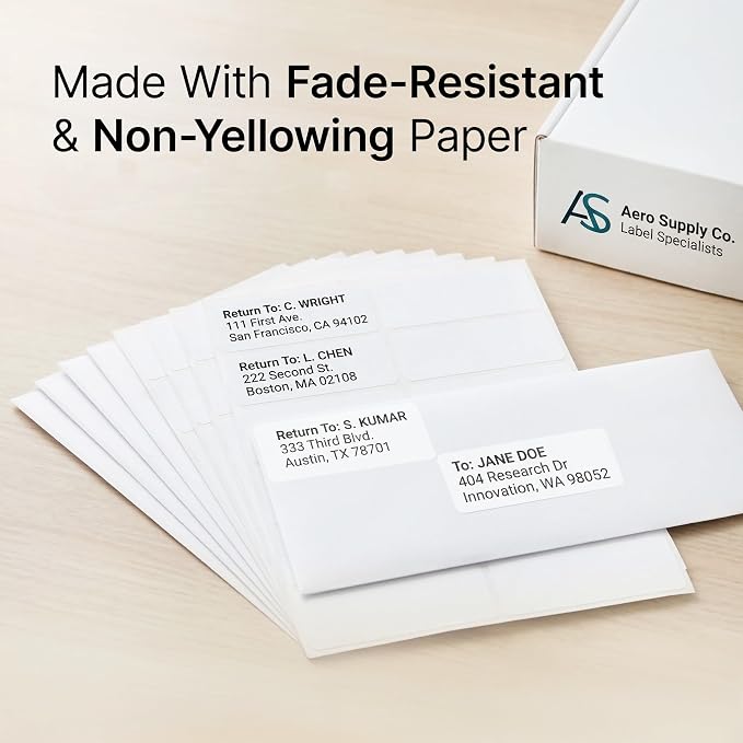 4" X 1.33" Matte White Printable Address Labels (30 Sheets, 420 Stickers) Mailing Labels for Envelopes, File Folder Stickers for Laser & Inkjet Printers - Spartan Industrial Template R018